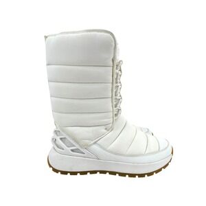 Kizik Juno Womens White Hands Free Winter Puffer Boots High Top Fleece Lined Gum